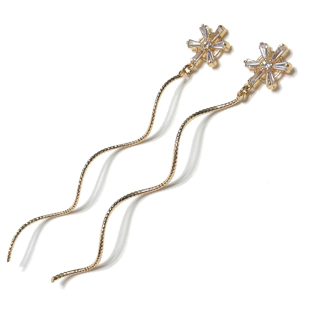 Earrings, crystal boat wheel drop earrings